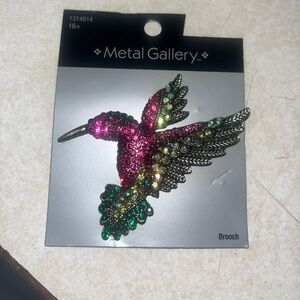 Off Park Collection Pink Green Hummingbird Rhinestone‎ Brooch Pin Pendant